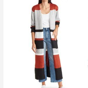NWT Nordstrom Elyssa Stripe Long Cardigan Sweater Autumn Fall